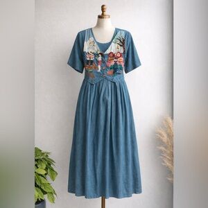 Vintage 90s embroidered denim dress – Country Wear by Lorrie G Star (1998)
